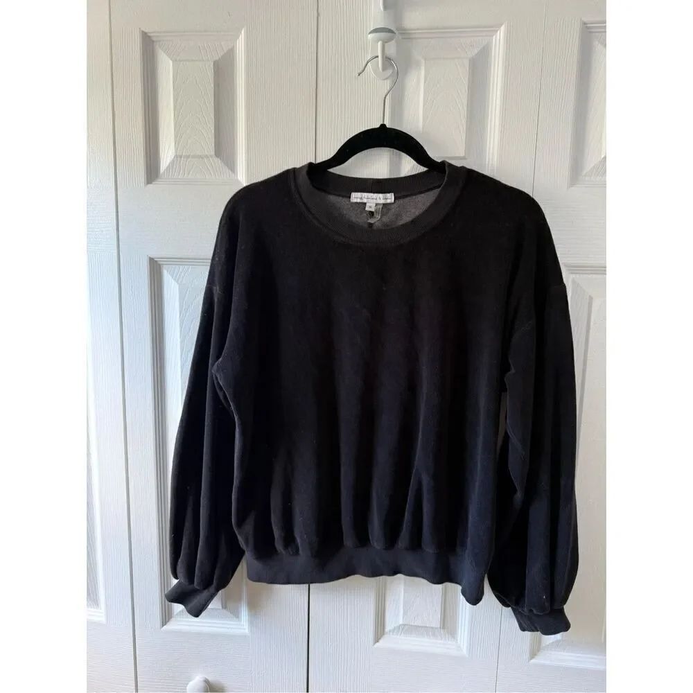 Young Fabulous and Broke Small Black Velour Sweatshirt